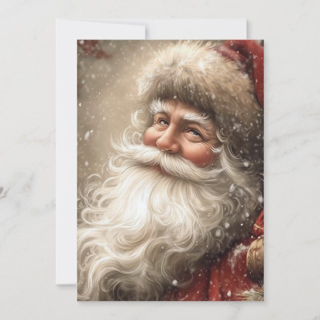 Tomte Nostalgisk Jul Platt Kort (Framsida)