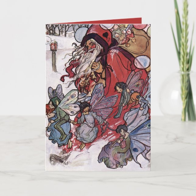 Tomte och älvor av Florence Harrison Helgkort (Framsida)