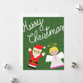Tomte och ängel önskar dig en riktigt god jul julkort