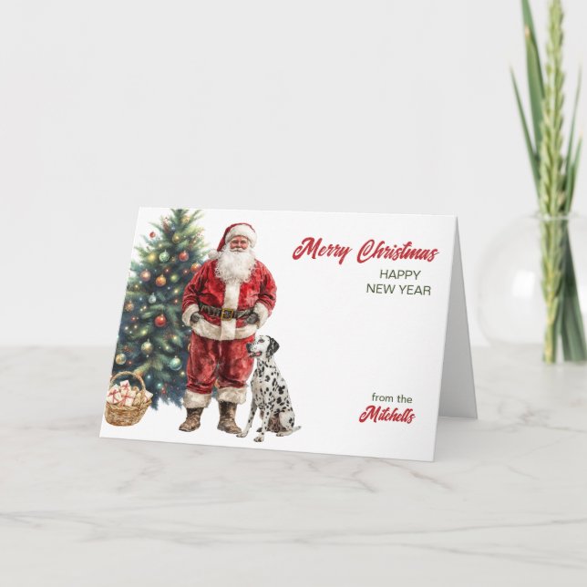 Tomte och dalmatiner jul helgkort (Framsida)