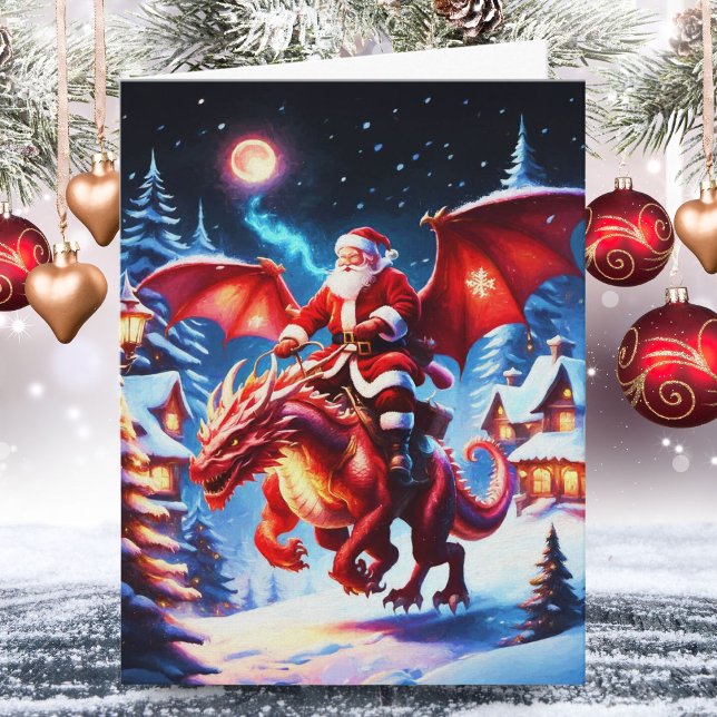 Tomte och drakar på julafton kort (Skapare uppladdad)