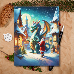 Tomte och drakar vid nordpolen jul AI Helg Vykort