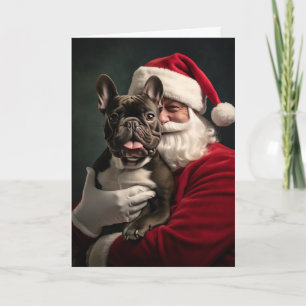 Tomte och fransk bulldogg helgkort