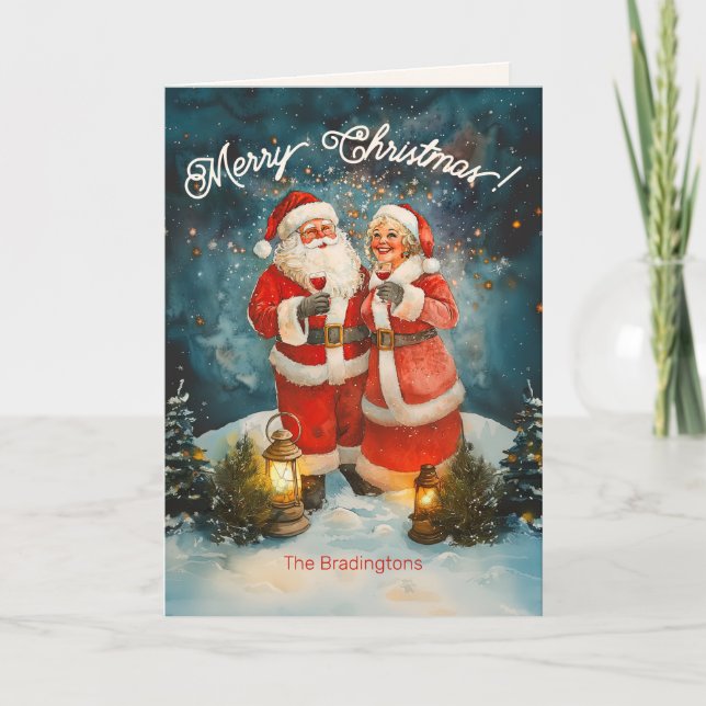 Tomte och fru Tomte God Jul Helgkort (Framsida)