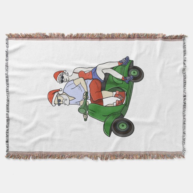 Tomte och fru Tomte som kör scooter Filt (Framsidan)