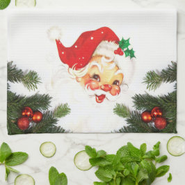 Tomte och grönska juldukar kökshandduk