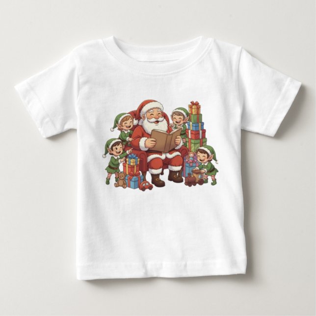 Tomte och hans tomtar – söta julillustrationer  t shirt (Framsida)