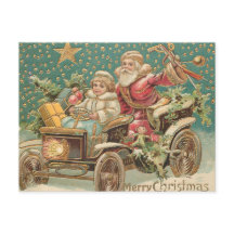 Tomte och hjälpare i veteranbil jul