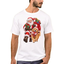 Tomte och hund som levererar julpresenter