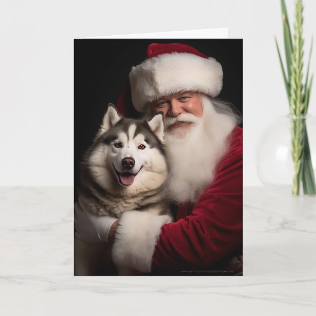 Tomte och Husky Helgkort (Framsida)