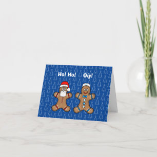 Tomte och judisk pepparkaksgubbe Chrismukkah-kort Kort