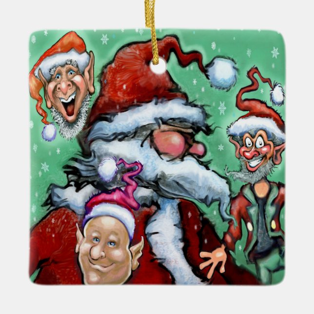 Tomte och jul-tomtar julgransprydnad keramik (Framsida)