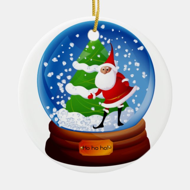 Tomte och julgran Snöglob Tillägga Ditt Namn Julgransprydnad Keramik (Framsidan)