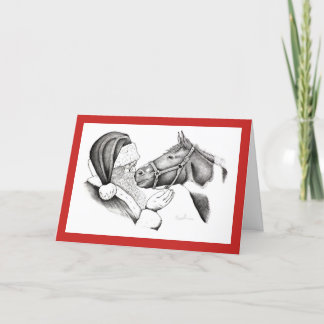 Tomte och julhäst helgkort