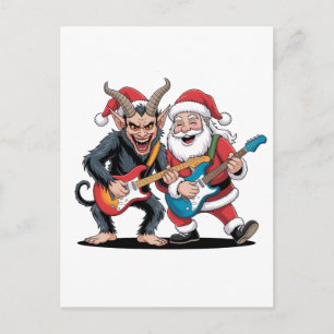 Tomte och Krampus Julrock Elaka Helg Vykort