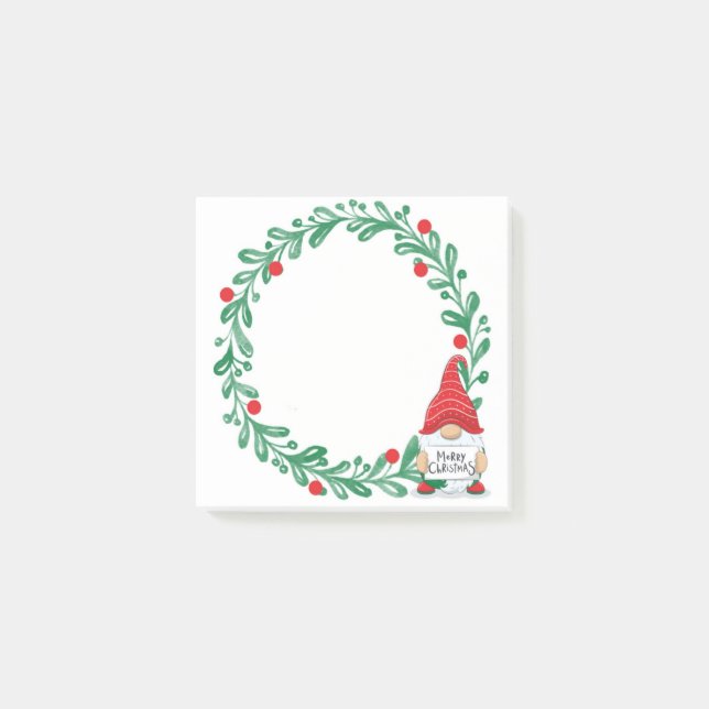 Tomte och krans Post-it-lappar till jul Post-it Block (Framsida)