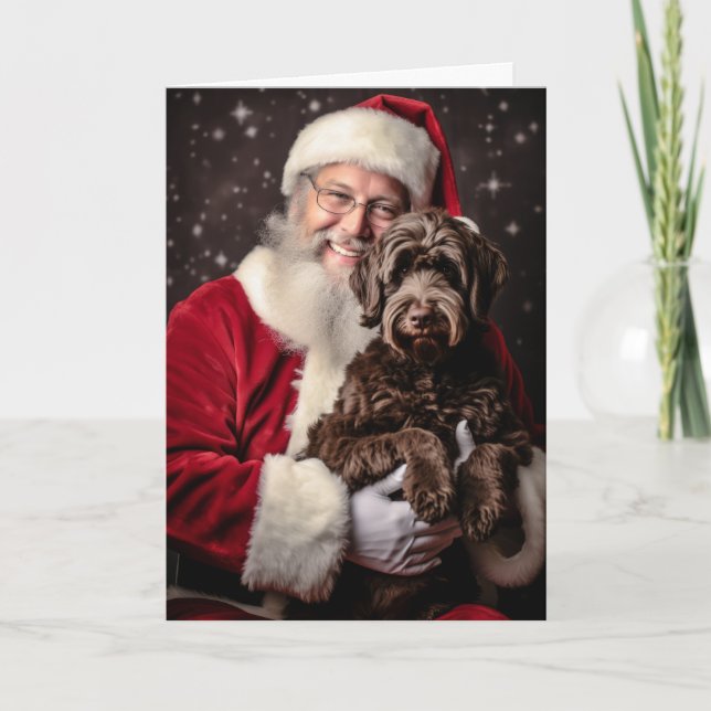 Tomte och Labradoodle Helgkort (Framsida)