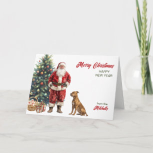 Tomte och Pit Bull Terrier Hund Jul Helgkort