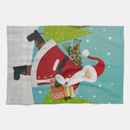 Tomte och presenter kökshandduk