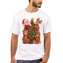 Tomte och renar dekorerar julgranen