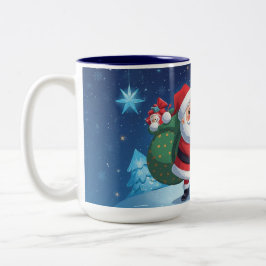 Tomte och renar jul Två-Tonad mugg