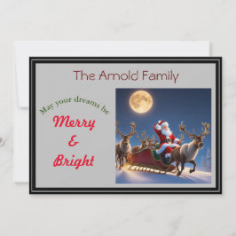 Tomte och renar med fullmåne julkort