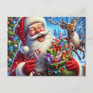 Tomte och renar postkort helg vykort