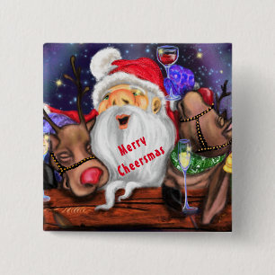 Tomte och renar Rolig julknapp Knapp