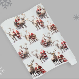 Tomte och renar Vattenfärg jul Presentpapper