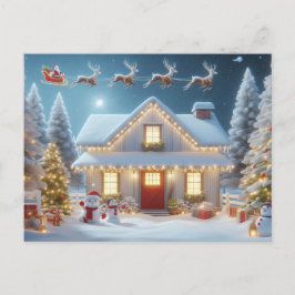 Tomte och renar vykort