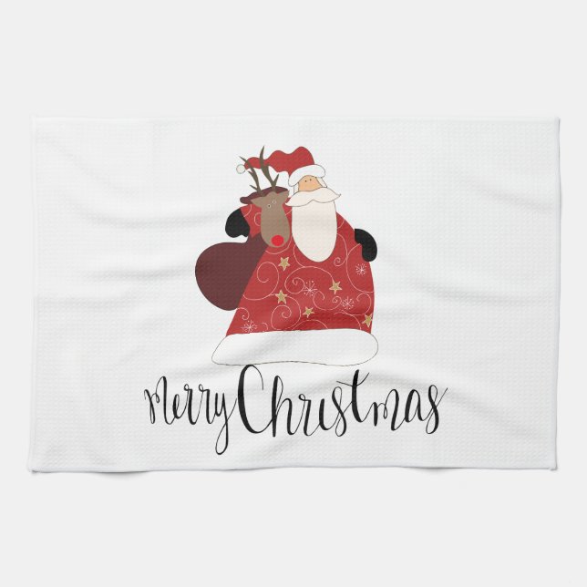 Tomte och Rudolf Kökshandduk (Horisontell)