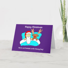 Tomte och Rudolf slappnar av på annandag jul Helgkort