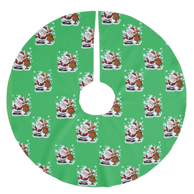 Tomte och säck julgran duk julgransmatta borstad polyester (Framsidan)