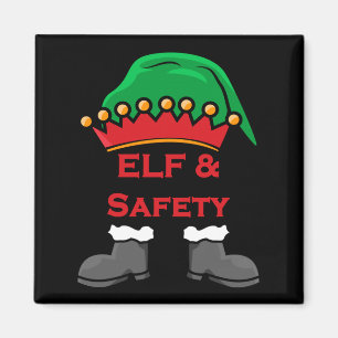Tomte Och Säkerhet, Rolig Hälsa & Säkerhet Tomte L Magnet