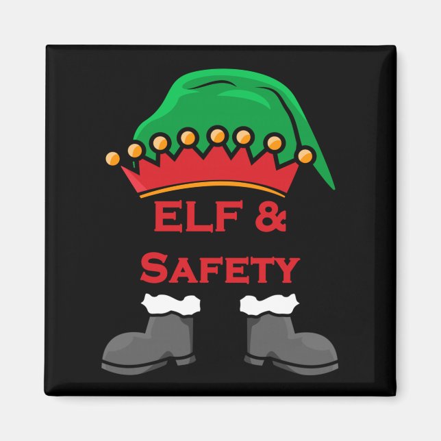 Tomte Och Säkerhet, Rolig Hälsa & Säkerhet Tomte L Magnet (Framsidan)