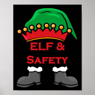 Tomte Och Säkerhet, Rolig Hälsa & Säkerhet Tomte L Poster