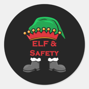 Tomte Och Säkerhet, Rolig Hälsa & Säkerhet Tomte L Runt Klistermärke