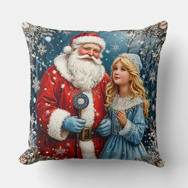 Tomte och Snöjungfru i en vintersaga Kudde (Framsida)
