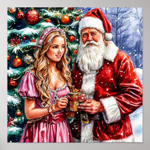Tomte och Snöjungfrun Festlig jul Poster
