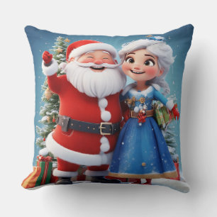 Tomte och Snöjungfrun firar jul Kudde