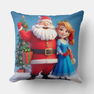 Tomte och Snöjungfrun firar jul Kudde