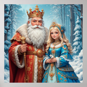 Tomte och Snöjungfrun firar jul Poster