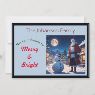 Tomte och snöman på julafton julkort