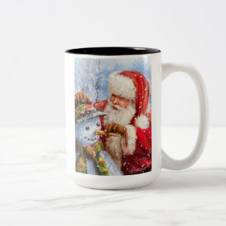 Tomte och snöman Två-Tonad mugg