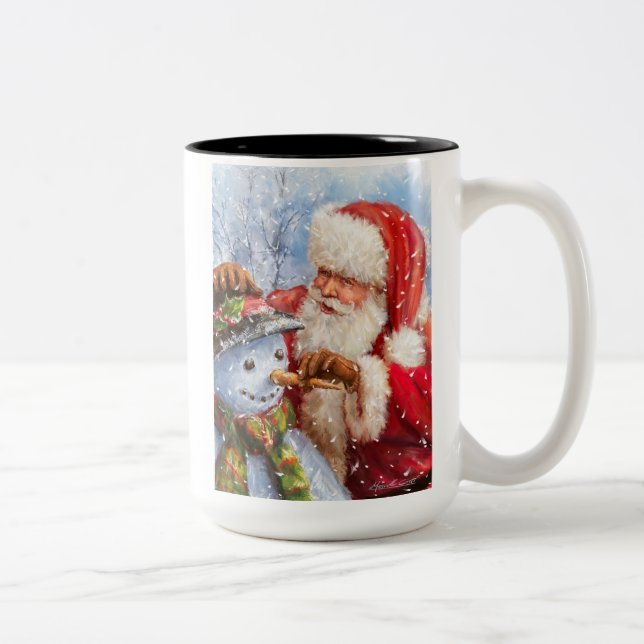 Tomte och snöman Två-Tonad mugg (Höger)