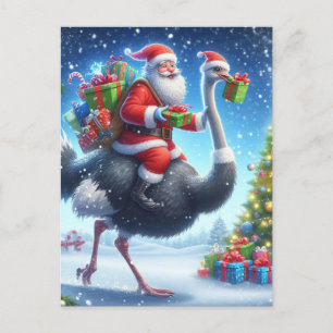 Tomte och strutsen festliga jul vykort