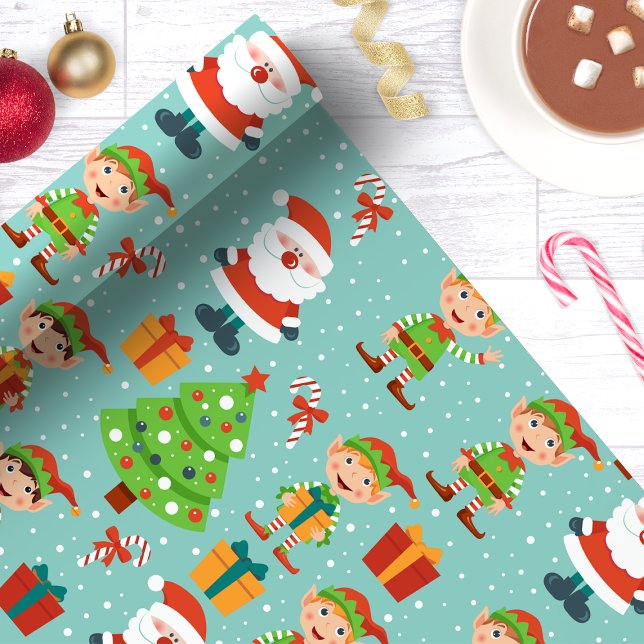 Tomte och tomtenissar julgran Söt jul Presentpapper (Skapare uppladdad)