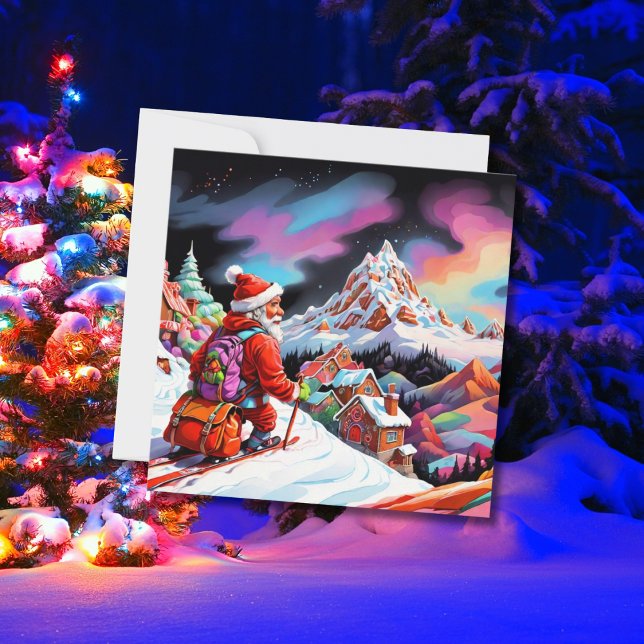 Tomte över dalen skidåkning jul  julkort (Skapare uppladdad)