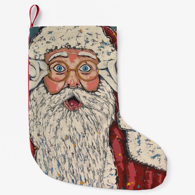 Tomte överraskad liten julstrumpa (Framsidan)