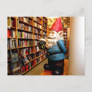Tomte på bibliotek II Vykort